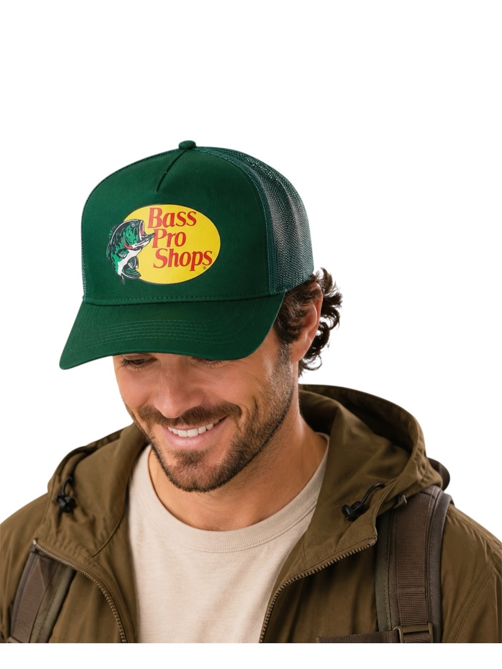 Bass Pro Shops Mesh Trucker Hat Green Snapback Fishing Outdoors Cap